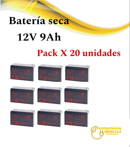 Batería Seca 12v 9ah Ups Pack X 20 Unidades 