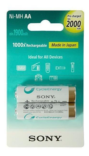 Pilha Recarregável Aa Sony Nh-aa-b2kn 2000mah 1.2v - 2 Uni