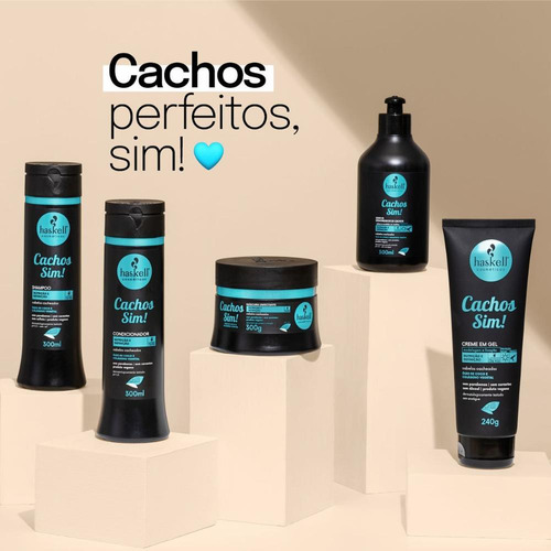 Kit Haskell Cachos Sim Shampoo, Condicionador Leave-in 300ml
