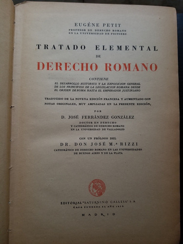 A0 Tratado Elemental De Derecho Romano Eugene Petit (Usado)