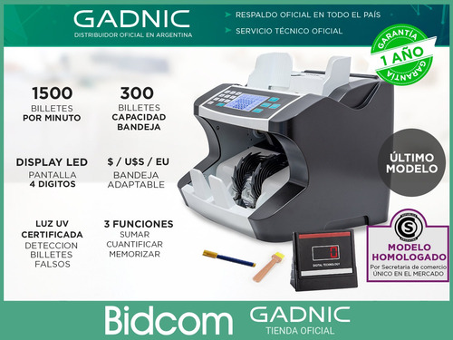 Imagen 2 de 10 de Contadora De Billetes Gadnic Profesional 1500 Billetes