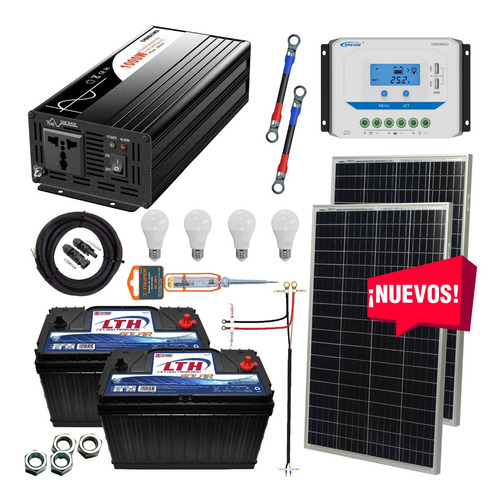 Kit Solar 1100 Watts Lth Inversor 1000 Onda Pura Pwm Display