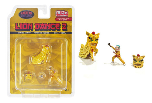 American Diorama Lion Dance 2 Figuras Para Diorama 1/64 Meta Color Amarillo