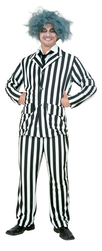 Disfraz Traje A Rayas Beetlejuice Hombre Halloween Adulto