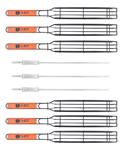 D-ice Juego De 6 Y 3 Brochetas De Metal Para Barbacoa De Ace