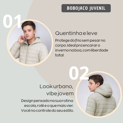 Jaqueta Masculina Juvenil Bobojaco Com Capuz Impermeável