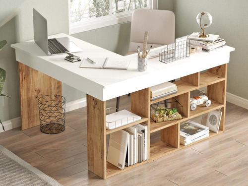 Escritorio Rinconera Blanco Con Monarca Multicolor