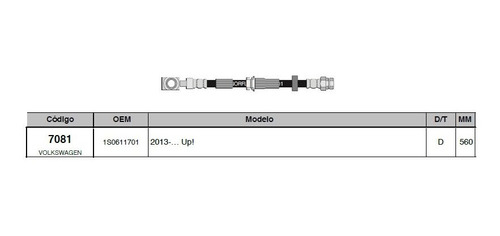 Flexible Freno Del Volkswagen Up 2015 En Adelante 560mm