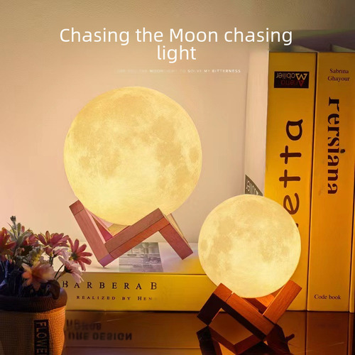 Lámpara Que Cambia De Color Y Soporte De Plástico, Luna De 8