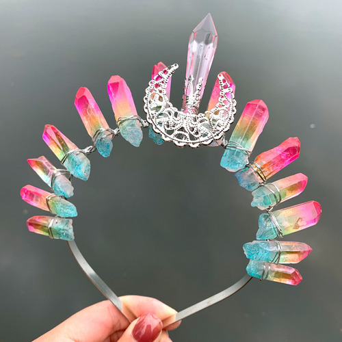 Diadema Con Corona De Luna De Cristal Y Accesorios De Joyerí