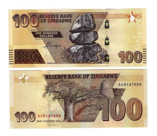 Zimbabwe - Billete 100 Dólares 2020 - Unc