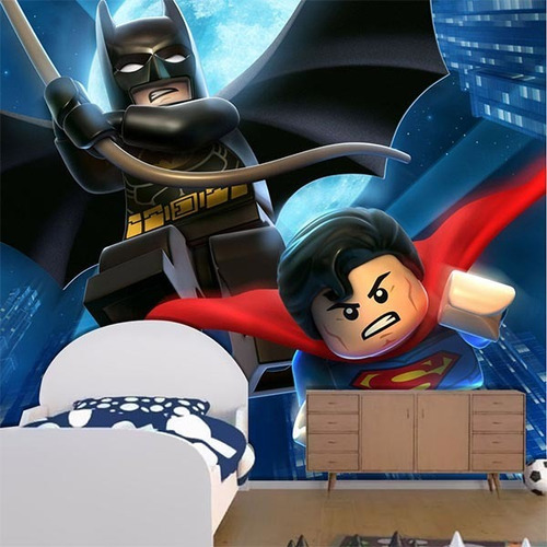 Papel De Parede Adesivo, Superman E Batman Lego Cor Outro