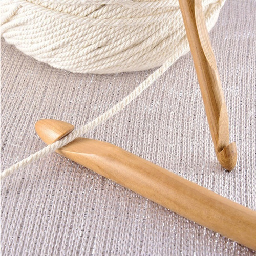 Imagen 8 de 9 de Set De 12 Crochet Bambu Madera (3mm A 10mm)