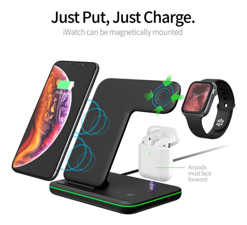 Estacion De Carga iPhone Apple Watch AirPods Carga Rapida Ax
