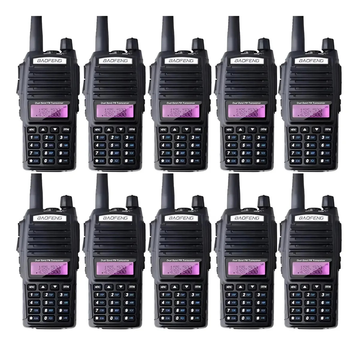 Kit 10 Rádios Comunicador Dual Band Uv-82 - Baofeng
