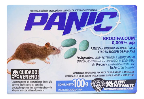 Veneno Cebo Raticida Rodenticida Panic 100 Grs Rata Raton