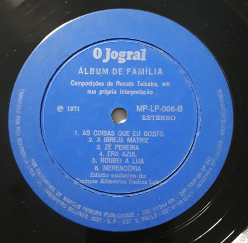 Lp / Renato Teixeira / Álbum De Família / 1971 Com Encarte (Usado)