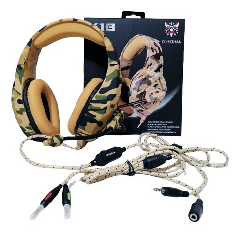Audífonos gamer Onikuma K1-B camouflage yellow