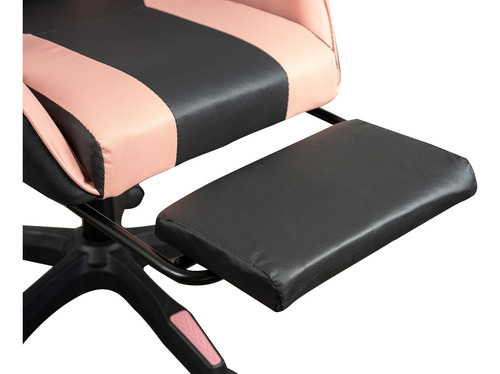 Silla Gamer Reclinable C/ Masajeador, Apoya Pie Premium Rosa Cuero Sintético
