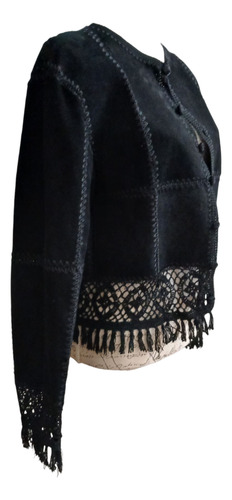Saco De Gamuza Con Detalles En Crochet Vintage Boho (Usado)