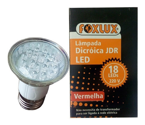 Lâmpada Dicroica Jdr Colorida 1w 220v E27 Vermelha 5 Pçs