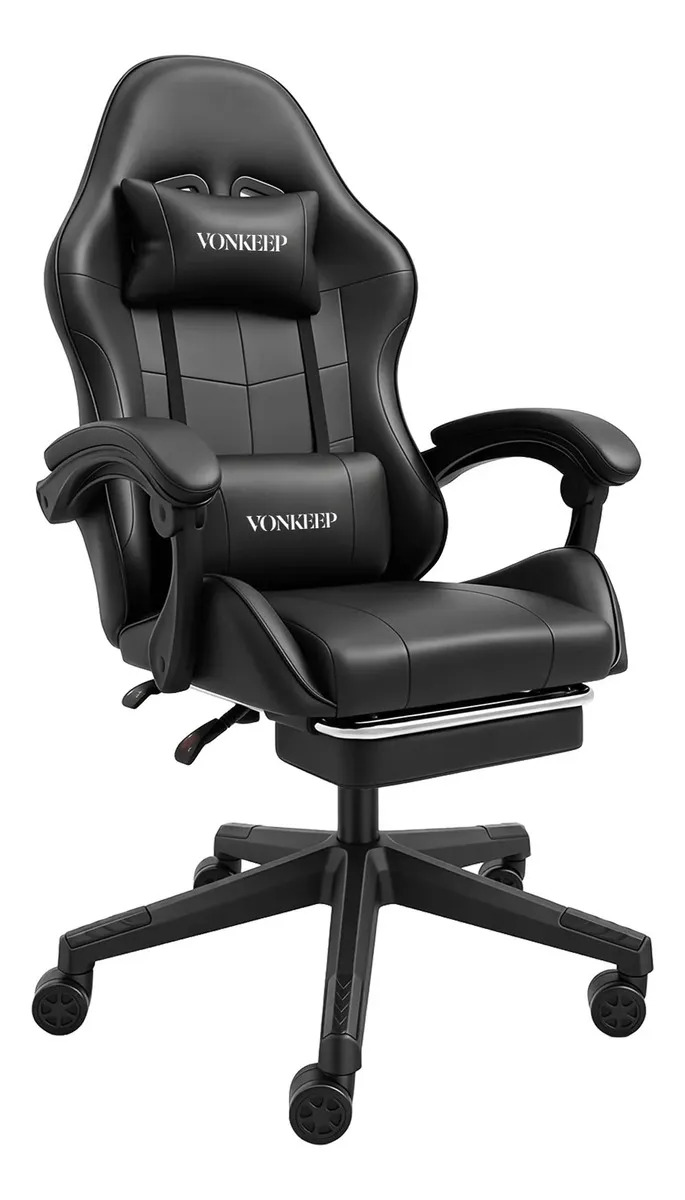 VonKeep Silla Gamer Ergonómica Silla Oficina Silla Escritorio Reclinable Gaming Oficina Base Más Grande Color Negro