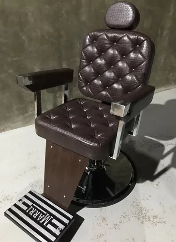 Poltrona Cadeira Barbeiro Salão Reclinável Dubai Barber - Marri