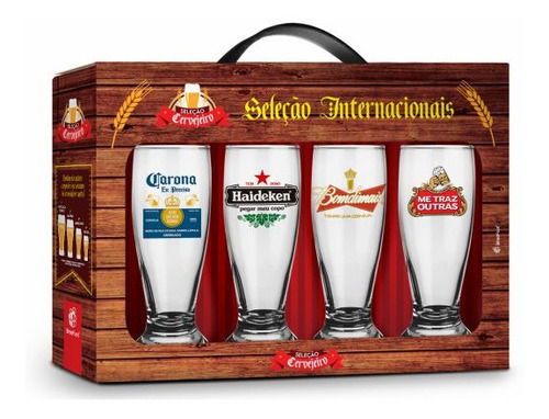 Conjunto Copos Munich C/ 4 Un - Cervejas Internacionais Cor Branco