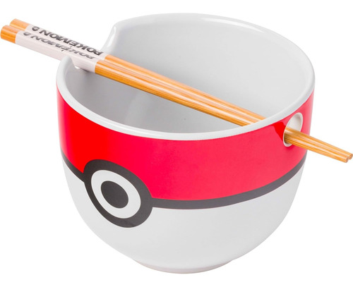 Silver Buffalo Pokémon Ramen Bowl Con Palillos Pokeball