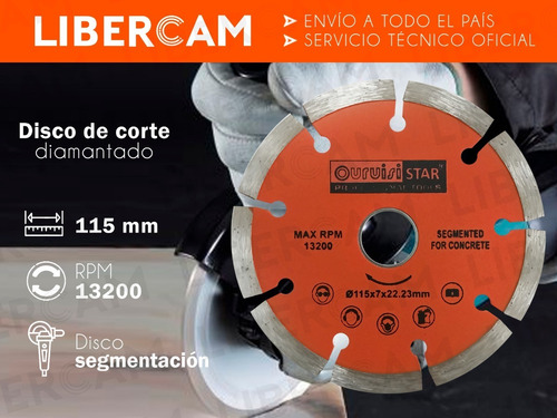 Imagen 3 de 10 de Disco Diamantado Para Amoladora Angular 115mm Segmentado