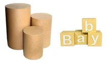 Comprar Kit Festa Madeira Mdf Trio De Mesas Cilindro + Cubo Baby