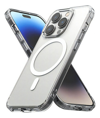 Carcasa Con Carga Inalámbrica Magsafe Transparente Con Protector de Camara Para Apple iPhone 14 Pro