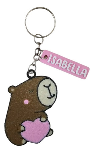 Llaveros Souvenirs 3d Personalizados Con Nombre X 31 Capibara Carpincho Marron Oscuro
