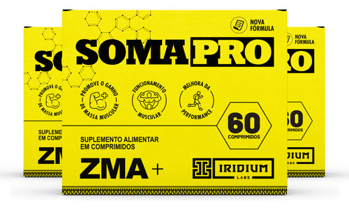 Soma Pro ZMA Iridium Labs Pré Hormonal - 60 Comps - Kit 3 Caixas Sabor Sem sabor