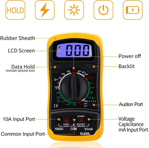 Imagen 4 de 9 de Multimetro Digital Lcd Profesional Xl830l