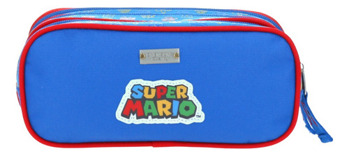 Lapicera Escolar Chenson Mario Bros Triple Compartimento Azul