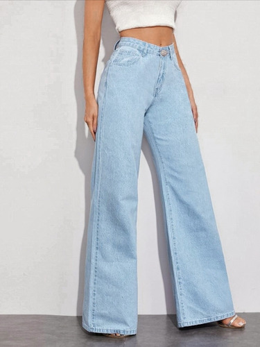 Imagen 2 de 3 de Pantalón Ancho Recto Tiro Alto De Jean, Palazo, No Mom
