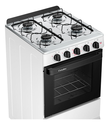 Fogão a Gás Mesa Inox e Forno 50L Limpa Fácil Esmaltec F4ISB Cor Branco 4 bocas