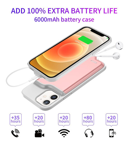 Funda Bateria Para iPhone 12 Pro 5500 Mah Recargable Caso