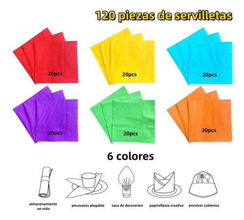 6 Piezas Decoracion De Cumpleaños/servilletas De Colores