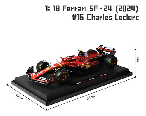 Ferrari F-1 Sf24 Charles Leclerc 2024 Vermelha Burago 1/18