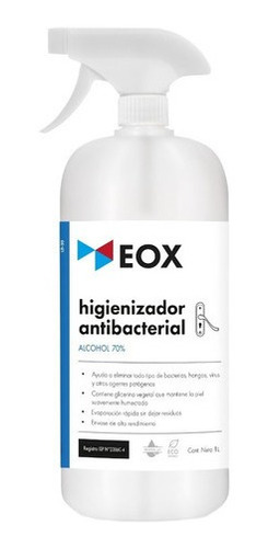 Higienizador Antibacterial  Alcohol 70% Gatillo Eox 1 Litro