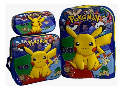 Kit Mochila Primaria Jumbo Lonchera Lapicera 3d 3pzas Envío