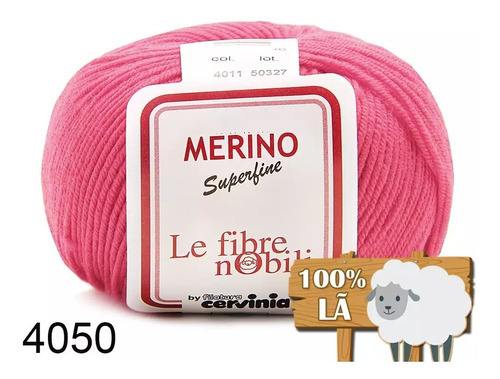 Lã Merino Cervinia 50g 158mts 100% Lã Crochê E Tricô Cor 4050- Rosa