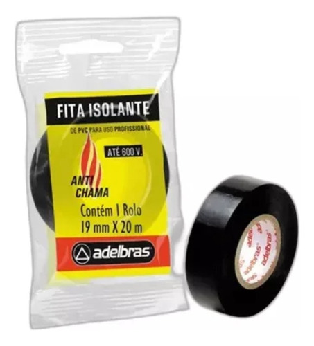 Fita Isolante Adelbras Preta 19mm X 10m (cx. C/ 30 Rolos)