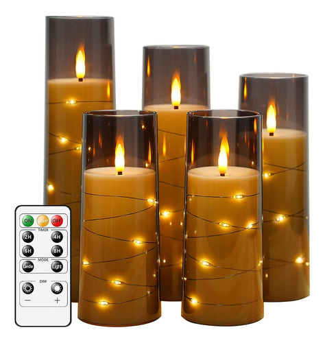 Velas Led Sin Llama Con Temporizador, 5 Velas Parpadeantes S