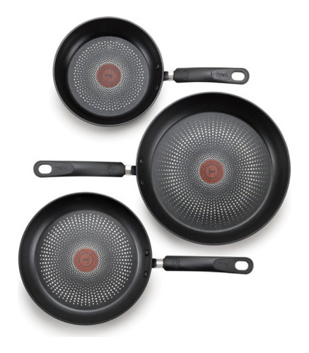 Juego De 3 Sartenes T-fal Antiadherente Color Negro Negro
