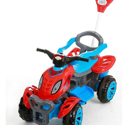 Carrinho De Passeio Bebê Infantil Com Empurrador E Pedal Cor Verde C/ Azul