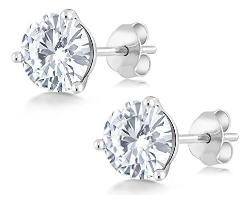 Aretes De Moissanita De Oro Blanco De 14 Quilates De Charles