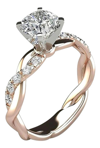 D 2pc Anillo Nupcial Circón Ab706 Diamante Elegante Compromi